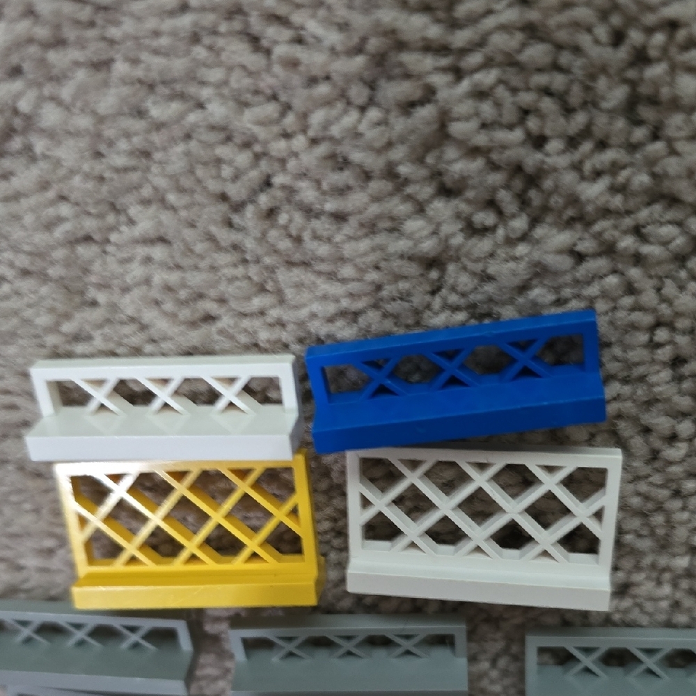 LEGO Assorted Fence Pieces - Blue, Gray, White, & Yellow - Picture 2 of 5